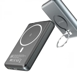باور بانك لينييس PW1001D لاسلكي مغناطيسي سعة 10000 مللي أمبير شحن سلكي فائق السرعة 22.5 واط شحن لاسلكي 15 واط شاشة رقمية أسود