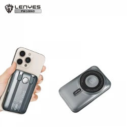 باور بانك لينييس PW1006D لاسلكي مغناطيسي 10000 مللي أمبير شحن سريع PD 27 واط خرج MagSafe 15 واط مسند مدمج شاشة رقمية أسود
