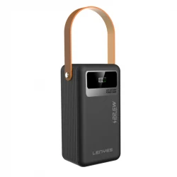 باور بانك لينيس موديل PX691D بسعة 60000 مللي أمبير، 222 واط/ساعة، شحن سريع 22.5 واط، منافذ متعددة، شاشة رقمية، كشاف طوارئ مدمج، لون أسود