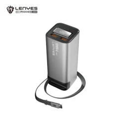 باور بانك لينيس PX2001D بسعة 20000 مللي أمبير، شحن سريع USB-C بقوة 100 واط، متوافق مع اللابتوب، كابل مدمج قابل للسحب، فضي