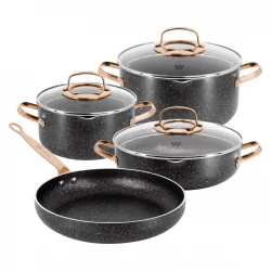 Korkmaz Galaksi 7 Piece Non-Stick Aluminum Cookware Set with Even Heating and Induction Compatibility