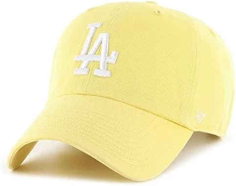 قبعة بيسبول 47 براند LA Dodgers CLEAN UP بلون أصفر ذرة قطن بحزام قابل للتعديل للبالغين قبعة بيسبول 47 براند LA Dodgers CLEAN UP بلون أصفر ذرة قطن بحزام قابل للتعديل للبالغين