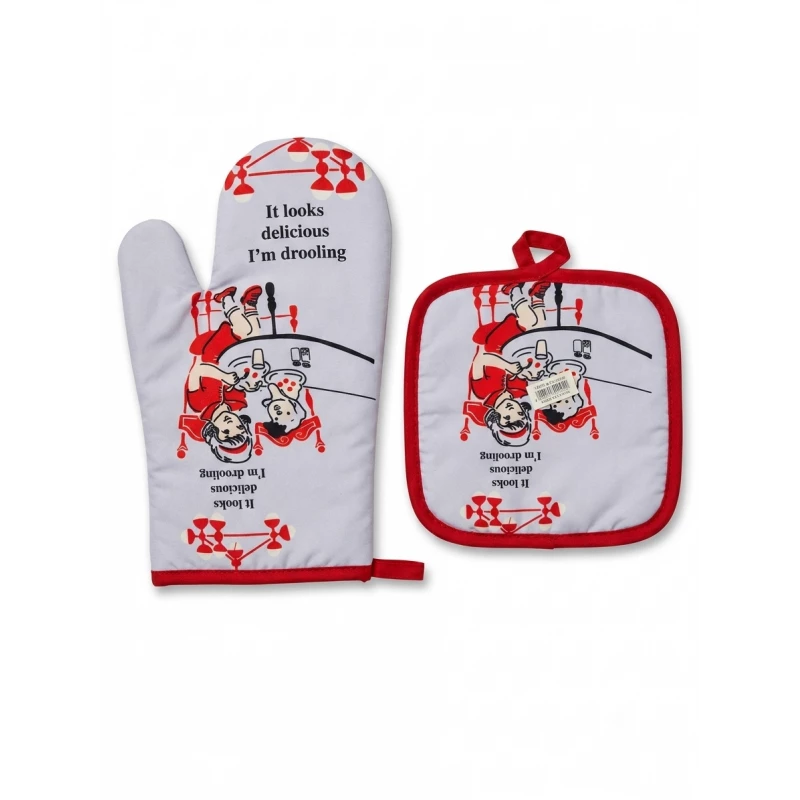 Heat Resistant Oven Mitt and Pot Holder Set with Colorful Vegetable Print Kitchen Cooking Baking BBQ Gloves Protective Padded Oven Glove and Hot Pad for Safe Handling of Hot Cookware - Kitchen house