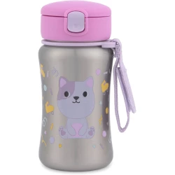 Skip Hop Toddler Stainless Steel Straw Bottle Besties Squad Cat 12 oz BPA-Free Insulated for On-the-Go Adventures