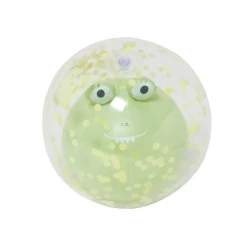 SUNNYLiFE Cookie the Croc 3D Inflatable Beach Ball Green Biodegradable Confetti Durable PVC for Pool and Beach Fun