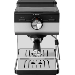 ماكينة إسبريسو كروبس أوثنتيك+ XP384E10 بقدرة 1450 واط وضغط 15 بار – آلة قهوة يدوية مع عصا تبخير للحليب، فضي
