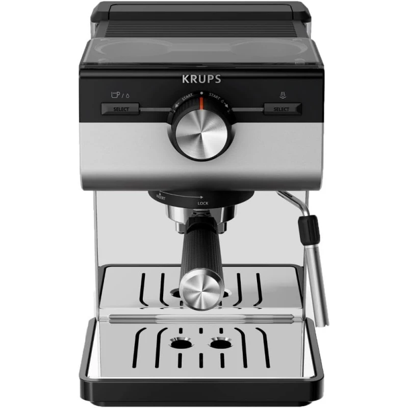 Krups Authentic+ XP384E10 Espresso Machine, 1450W, 15-Bar Pressure, Manual Coffee Maker with Steam Wand, Silver - Krups