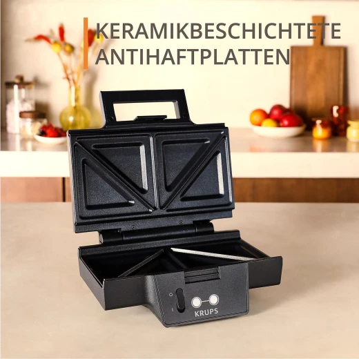 Krups Sandwich Maker 850W Ceramic Non-Stick Extra Deep for More Fillings with Ready-to-Cook Indicator - Krups - Image 3