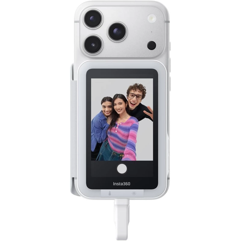 Insta360 Snap Selfie Screen with Light – 4K Magnetic Monitor for iPhone 15, 16 & 17 Pro, Adjustable Lighting, Touchscreen Control & Wired Connection - Insta360