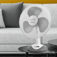 Ariete FreshAir 40cm Desk Fan White with 3 Speed Settings and Oscillating Function for Home and Office Cooling