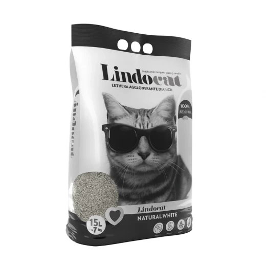 Lindocat Natural White Bentonite Cat Litter 15L Fragrance-Free Dust-Free for Health Monitoring Lindocat Natural White Bentonite Cat Litter 15L Fragrance-Free Dust-Free for Health Monitoring