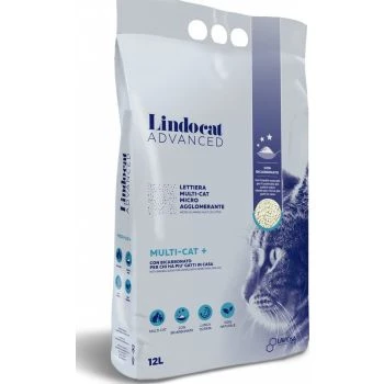 Lindocat Advanced Multi-Cat Litter 12L 10.4kg White Bentonite Clumping Odor Control - Lindocat