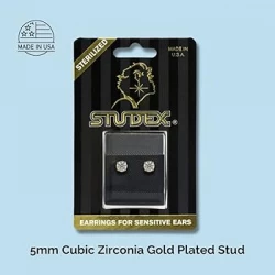 STUDEX Sensitive Cubic Zirconia Stud Earrings Hypoallergenic Sterling Silver 5mm for Women and Men