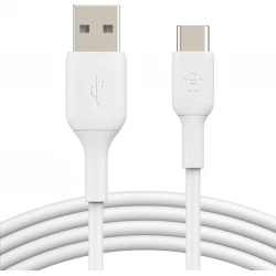 Belkin BoostCharge Braided USB-A to USB-C Cable 3.3ft White for iPhone 17 16 15 Galaxy S25 Pixel 9 iPad Pro Nintendo Switch CarPlay Android Auto