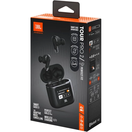 JBL Tour Pro 2 True Wireless Noise Cancelling Earbuds, Smart Case, Smart Ambient, 6-Mic Technology, Immersive Legendary Sound, Sound Amplification, Bluetooth 5.3, LE Audio - Black, JBLTOURPRO2BLK - JBL - Image 3