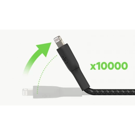كابل بيلكن بوست تشارج المجدول من لايتنينج إلى USB-A أبيض بطول 2 متر معتمد من MFi لأجهزة آيفون وآيباد وآيربودز للشحن السريع ومزامنة البيانات - بيلكين - Image 4