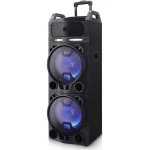 مكبر صوت ترولي Aiwa KBTUS-900 بتقنية بلوتوث مع 2 ميكروفون لاسلكي وجهاز تحكم عن بعد، أسود، ارتفاع 120 سم - ايوا