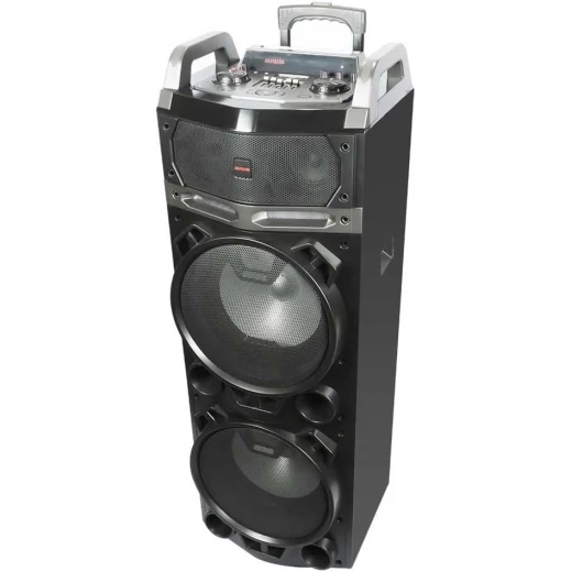 مكبر صوت ترولي Aiwa KBTUS-900 بتقنية بلوتوث مع 2 ميكروفون لاسلكي وجهاز تحكم عن بعد، أسود، ارتفاع 120 سم - ايوا - Image 6