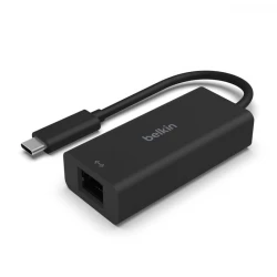 بيلكن محول USB-C إلى إيثرنت 2.5 جيجابت | محول شبكة سلكية عالي السرعة متوافق مع Thunderbolt 3 وThunderbolt 4 | لجهاز MacBook Pro وMacBook Air وأجهزة USB-C الأخرى | اللون الأسود
