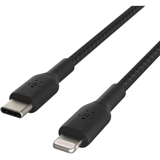 كيبل بيلكن بوست تشارج مضفر من النايلون USB C إلى لايتنينج بطول 2 متر أسود معتمد MFi بقوة 18 واط لتوصيل الطاقة وشحن سريع للايفون 14 و 13 - بيلكين - Image 2