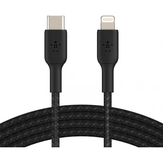 كيبل بيلكن بوست تشارج مضفر من النايلون USB C إلى لايتنينج بطول 2 متر أسود معتمد MFi بقوة 18 واط لتوصيل الطاقة وشحن سريع للايفون 14 و 13 كيبل بيلكن بوست تشارج مضفر من النايلون USB C إلى لايتنينج بطول 2 متر أسود معتمد MFi بقوة 18 واط لتوصيل الطاقة وشحن سريع للايفون 14 و 13