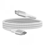 كابل بييلكين معتمد من USB-IF مضفر بقوة 240 واط من USB-C إلى USB-C بطول 1 متر أبيض للشحن السريع لأجهزة اللابتوب والأجهزة اللوحية والهواتف الذكية - بيلكين