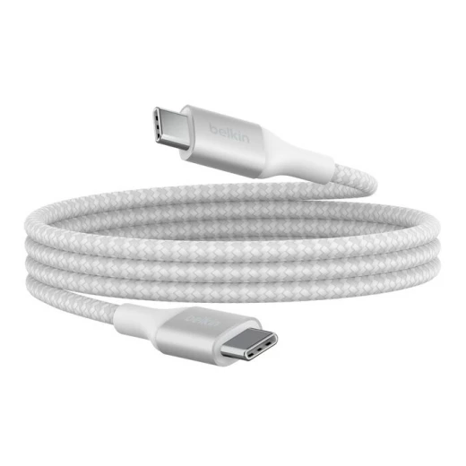 كابل بييلكين معتمد من USB-IF مضفر بقوة 240 واط من USB-C إلى USB-C بطول 1 متر أبيض للشحن السريع لأجهزة اللابتوب والأجهزة اللوحية والهواتف الذكية كابل بييلكين معتمد من USB-IF مضفر بقوة 240 واط من USB-C إلى USB-C بطول 1 متر أبيض للشحن السريع لأجهزة اللابتوب والأجهزة اللوحية والهواتف الذكية