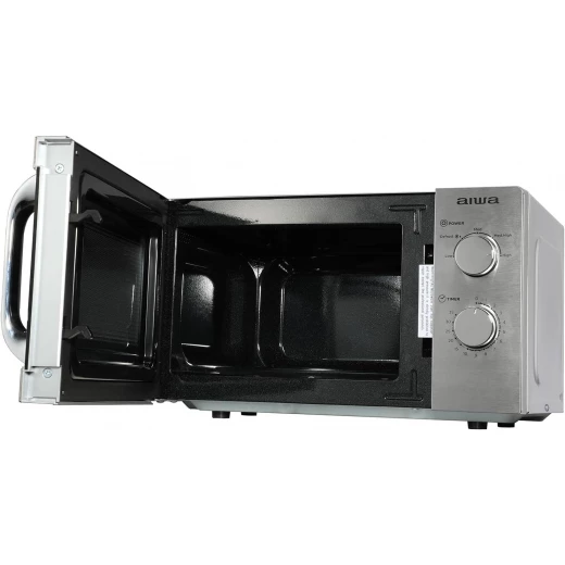 ميكروويف Aiwa MW-200SL بسعة 20 لتر وقوة 700 واط من الستانلس ستيل مع تحكم بمقبض دوار ووظيفة إذابة الجليد باللون الفضي - ايوا - Image 3