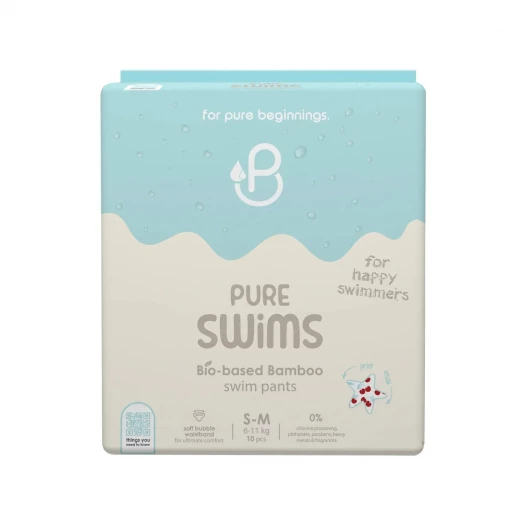 PureBorn Swim Diaper Pants Size M-L for Babies 9–14kg, Bamboo Fiber, Breathable, Vegan Materials, Pack of 10 PureBorn Swim Diaper Pants Size M-L for Babies 9–14kg, Bamboo Fiber, Breathable, Vegan Materials, Pack of 10
