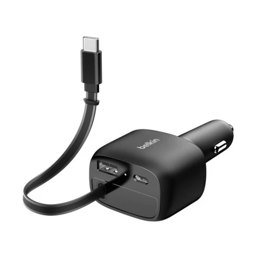 شاحن سيارة بيلكن 75 واط بمنفذ USB C قابل للسحب مع كابل بطول 30 بوصة لهواتف آيفون، سامسونج جالاكسي، وأجهزة اللابتوب - بيلكين - Image 2