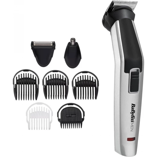 BaByliss MEN MT726E 8-in-1 Carbon Titanium Multitrimmer for Face and Body Grooming Cordless Use 60 Minute Runtime Grey BaByliss MEN MT726E 8-in-1 Carbon Titanium Multitrimmer for Face and Body Grooming Cordless Use 60 Minute Runtime Grey