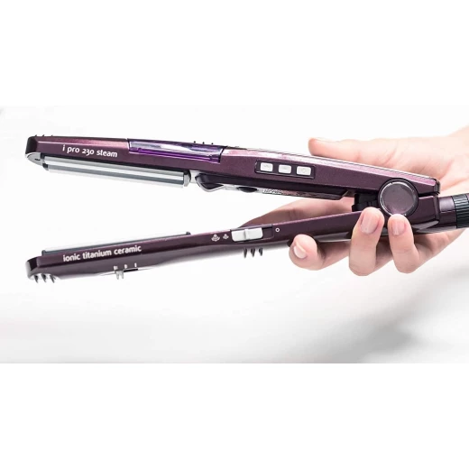 مكواة فرد الشعر بالبخار BaByliss iPro 230، جاف ورطب، تيتانيوم سيراميك 230 درجة مئوية ST395E للشعر الكثيف والمجعد والطويل والتالف - بيبي ليس - Image 2