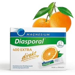 Magnesium Diasporal 400 Extra Direct, Magnesium Sticks with Fruity Powder, Extra Class Direct Granules with 400 mg Magnesium per Stick, 50 Sticks