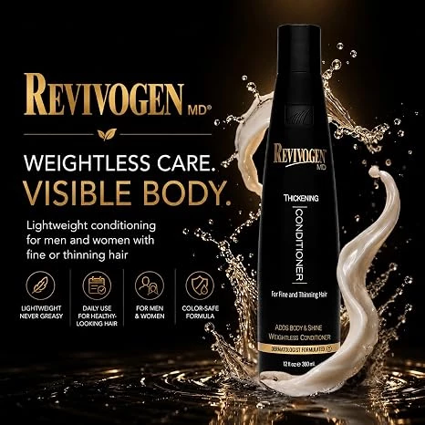 Revivogen MD Thickening Conditioner for Fine & Thinning Hair, 12 oz | Dermatologist Formulated with Biotin & Keratin for Lightweight Daily Conditioning and Soft, Manageable Hair - Revivogen - Image 3