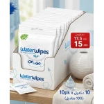 WaterWipes 10 Pack On The Go Textured Baby Wipes, Plastic-Free, Suitable for Newborns & Sensitive Skin, 99.9% Water with Grapefruit Seed Extract - WaterWipes