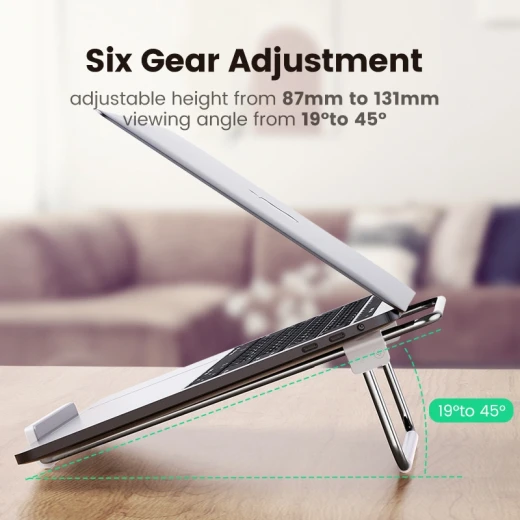 حامل لابتوب مكتبي قابل للطي يوجرين UGREEN LP230 80348، تصميم متين وقابل للتعديل، يوفر زاوية رؤية مريحة ويحسن وضعية الاستخدام، مناسب للعمل والدراسة والمكاتب. - يوجرين - Image 5