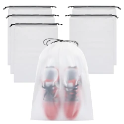 Drawstring Travel Shoe Storage Bag For Kids Dustproof Frosted Organizer 16 x 20 cm