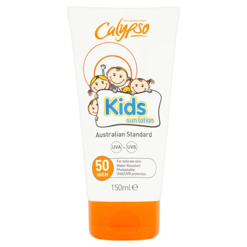 كالبيسو لوشن واقي شمس للأطفال SPF50 150 مل | حماية UVA/UVB، مضاد للحساسية، مقاوم للماء، تركيبة مرطبة وخفيفة للبشرة الحساسة