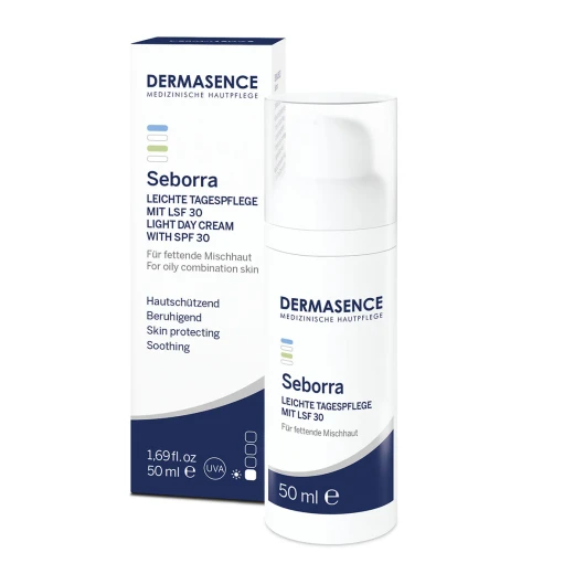 ديرماسنس سيبورا لايت كريم نهاري SPF30 50 مل | للبشرة الدهنية والمختلطة الحساسة، حماية من الشمس وترطيب بملمس خفيف