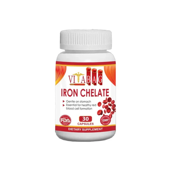 Vitabag Iron Chelate 30 Capsules | High Absorption Chelated Iron Supplement to Support Iron Levels, Energy & Reduce Deficiency Symptoms - Vitabag