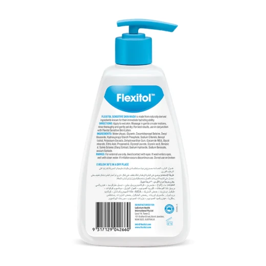 Flexitol Sensitive Skin Wash 500ml | Gentle Soap-Free Cleanser for Dry & Sensitive Skin, Hydrates and Soothes Itchy, Flaky Skin - Flexitol - Image 2