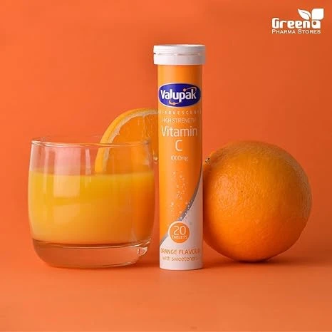 Valupak Vitamin C Effervescent 1000 mg - Orange Flavour (20 Tablets) - Valupak - Image 3