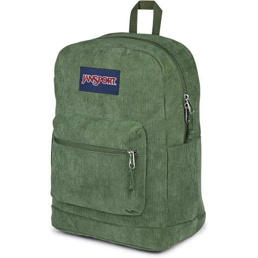 JanSport Cross Town Plus Remix Cargo Green Corduroy Backpack, Large Main Compartment, Padded 15-Inch Laptop Sleeve, Side Bottle Pocket & Front Organizer Pocket - JanSport - Image 3
