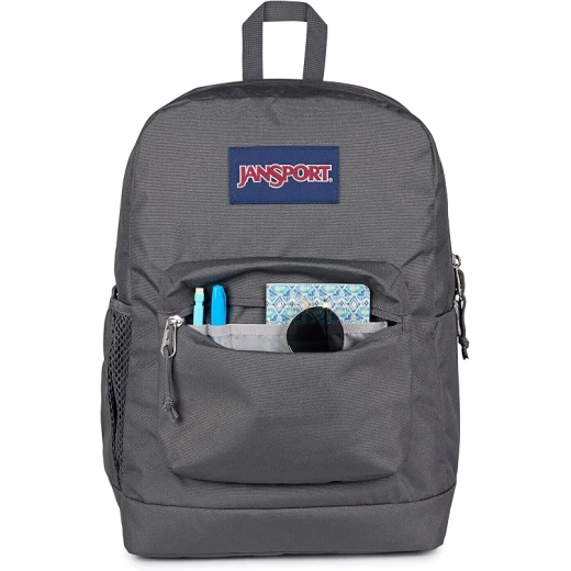 حقيبة ظهر رجالية JanSport Cross Town Plus من البوليستر 100%، مقصورة رئيسية كبيرة، جيب جانبي للزجاجة، أحزمة كتف مبطنة، ظهر مبطن وقاعدة سفلية مبطنة - جان سبورت - Image 2