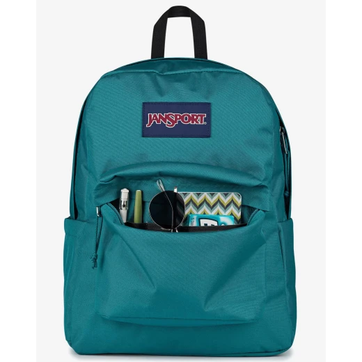 JANSPORT SuperBreak Plus Backpack, 26L, 100% Polyester, Laptop Sleeve, Water Bottle Pocket, Padded Back Panel, Emerald Color, 42x32x14cm - JanSport - Image 3