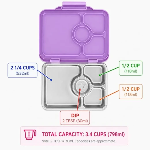 Yumbox Prêt Leakproof Stainless Steel Bento Lunch Box (Lavande Purple) | Lightweight, Sandwich Friendly, Durable, Compact, Easy Open Latch - Yumbox - Image 2