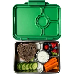 علبة طعام Yumbox Prêt المصنوعة من الفولاذ المقاوم للصدأ والمانعة للتسرب (لون أخضر دبلن) | خفيفة الوزن، صغيرة الحجم، متينة، مناسبة للساندويتشات