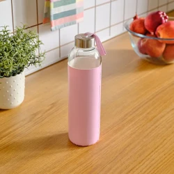 Karaca Leather Water Bottle 750 ml Light Pink, Stylish Reusable Bottle with Elegant Design, Perfect for Daily Use, Office, Travel and Sports