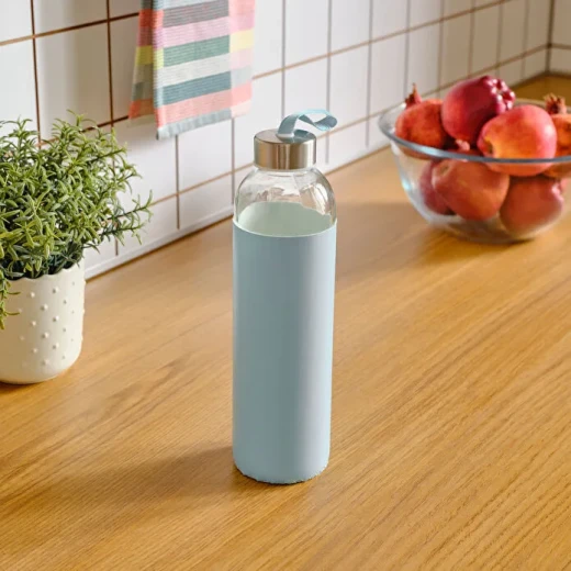 Karaca Leather Water Bottle 750 ml Blue, Stylish Reusable Bottle with Elegant Design, Lightweight and Practical for Daily Use, Office, Travel and Sports - karaca - Image 4