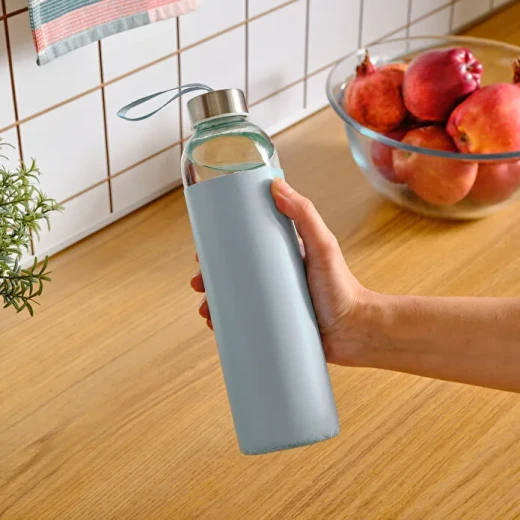 Karaca Leather Water Bottle 750 ml Blue, Stylish Reusable Bottle with Elegant Design, Lightweight and Practical for Daily Use, Office, Travel and Sports - karaca - Image 3